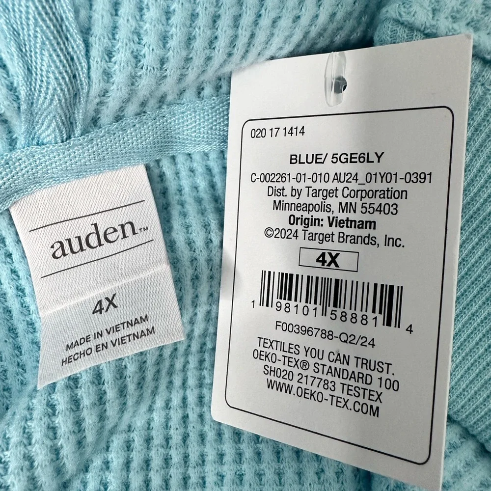 Auden Light Blue Waffle Knit Hoodie & Shorts Set Plus 4X NWT - Picture 10 of 11